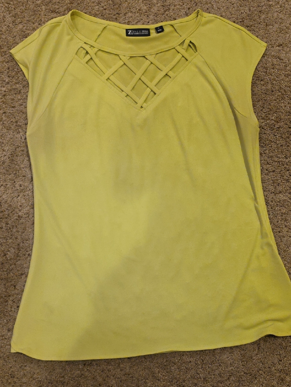 ZANZEA Yellow Lattice-Front Cap-Sleeve Tank Top